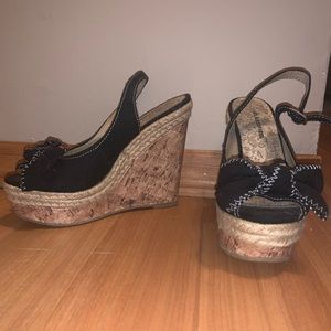 Black Wedges with bow